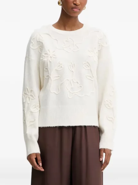 Pulover Morgan cu model floral alb