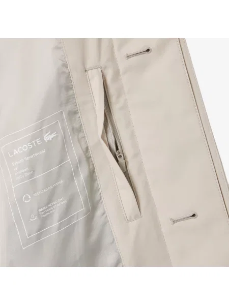 Lacoste Lekki Wodoodporny Płaszcz Przeciwdeszczowy Z Bawełny Twill szary