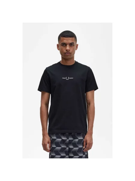 T-shirt FRED PERRY Embroidered T-Shirt Black S crna