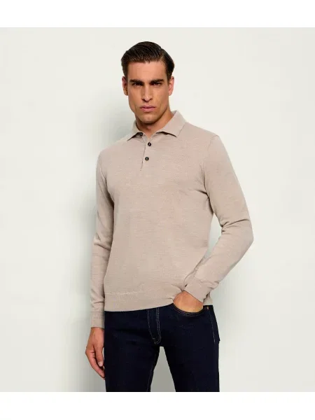 Tricou polo Tombolini de lână bej