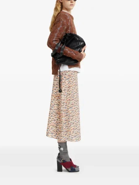 Fustă midi Marni cu model floral cu imagine până la genunchi