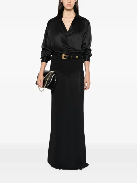 Tricou polo Tom Ford din satin negru