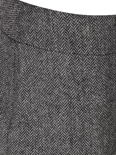 Fustă midi Sa Su Phi cu model herringbone gri