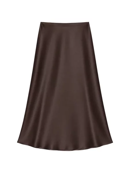 Fusta maxi Clips din satin în linie A maro