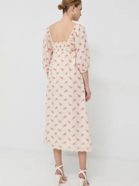 Сукня Notes du Nord Filippa maxi розкльошена бежевий