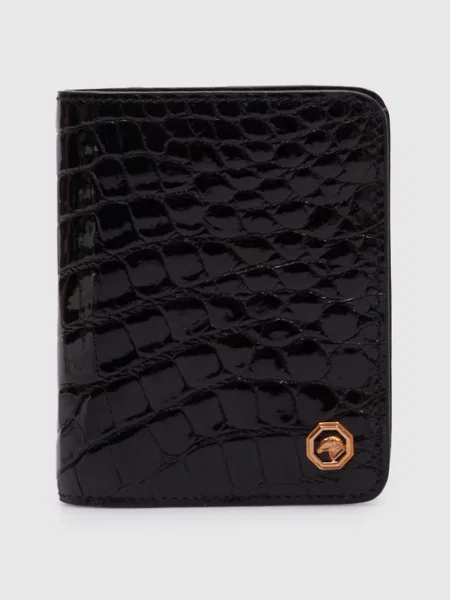 Лаковане портмоне зі шкіри крокодила з емблемою Stefano Ricci чорне