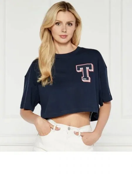 Tommy Jeans Póló LETTERMAN | Oversize fit kék