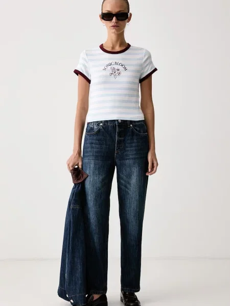 Levi's T-shirt damski z GR ESSENTIAL BABY RINGER niebieska
