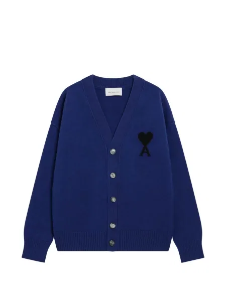 Cardigan Ami Paris cu decolteu în V albastru