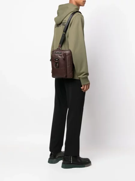 Crossbody torba Piquadro s autogramom smeđa