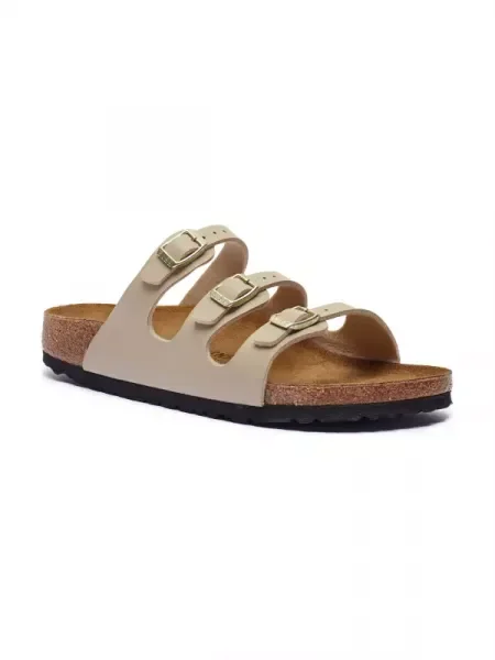 Birkenstock Papucs Florida BF bőr hozzáadásával bézs