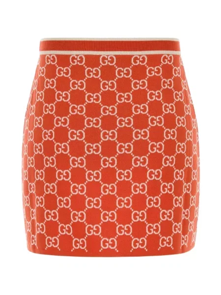 Fusta mini Gucci cu broderie portocaliu