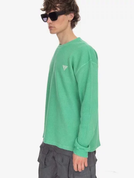 Guess U.S.A. svetr Guess Washed Waffle Ls zelený