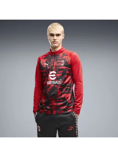 PUMA koszulka na rozgrzewkę AC Milan z zamkiem Akcesoria S czerwony
