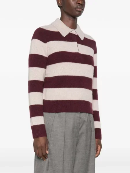 Gulerat tricou polo Kujten cu dungi