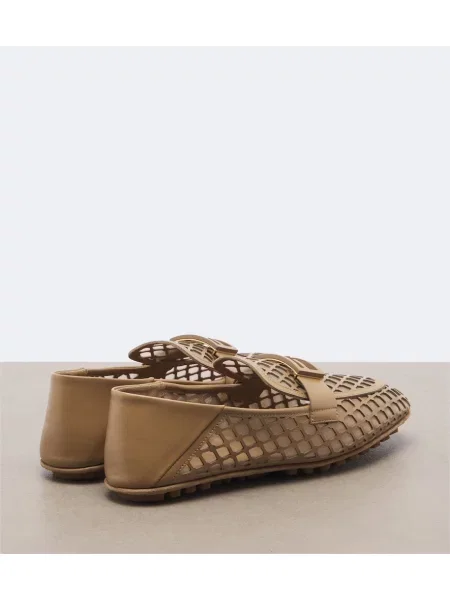 Pantofi loafer Fendi din piele bej