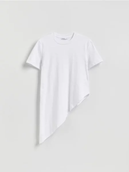 Reserved Tricou Asimetric alb