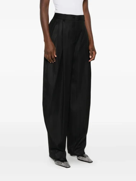 Pantaloni The Andamane cu dungi plisate negru