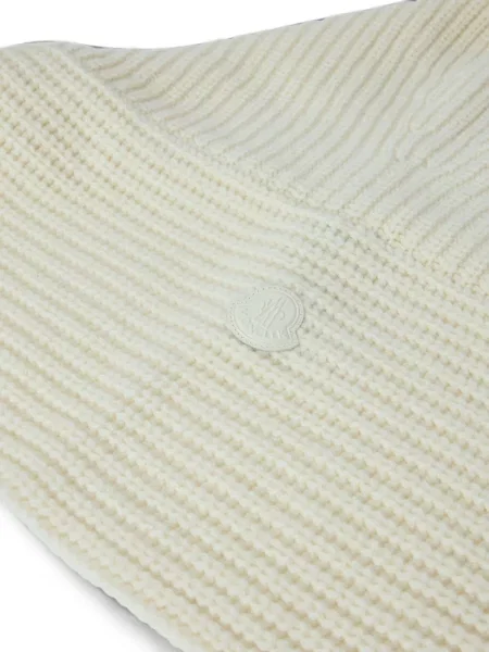 Fular Moncler tricotate cu glugă alb