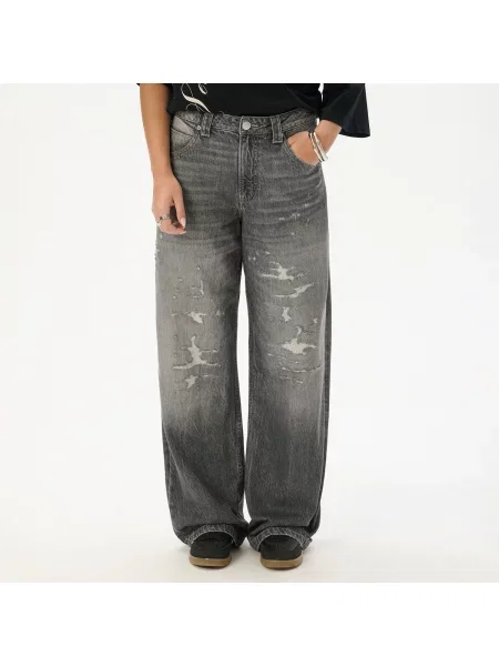 Cropp Джинсы с истрепанными штанинами light grey сірі