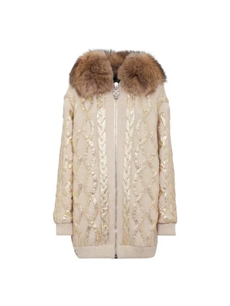 Kardigan Philipp Plein wełniany beżowy