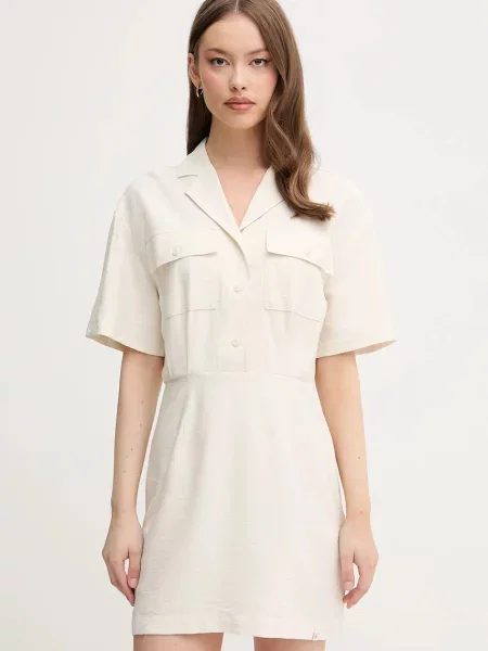 Calvin Klein Jeans sukienka mini prosta beżowy