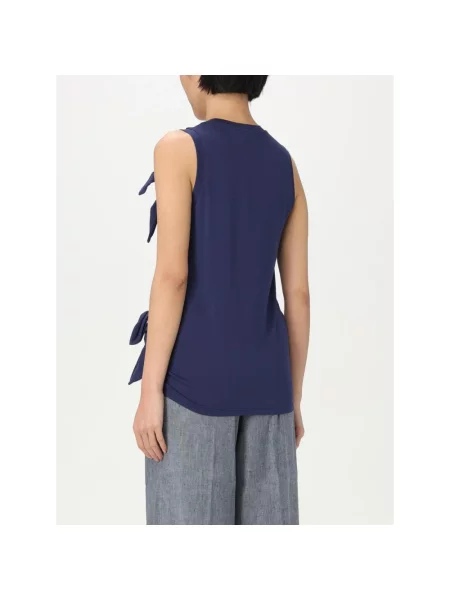Top Elisabetta Franchi z falbankami niebieski