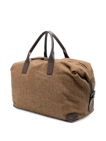Geantă Gran Sasso de lână cu model herringbone maro