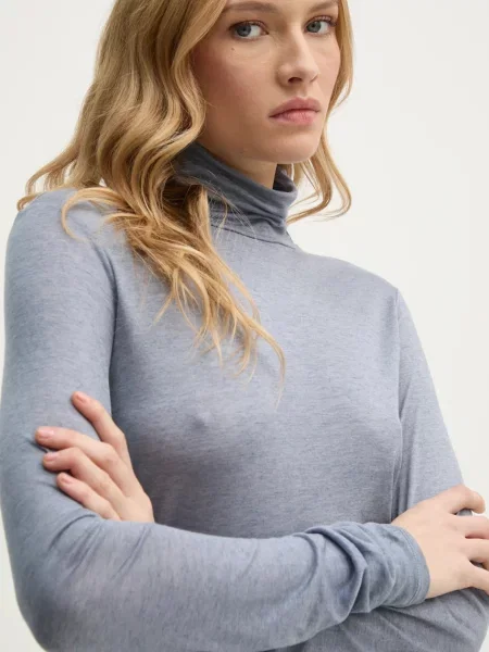 Блуза с дълги ръкави с вълна Sisley с поло синьо