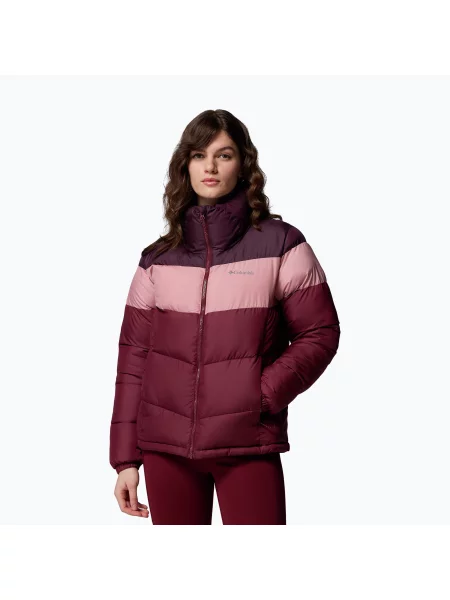 Geacă izolată pentru femei Columbia Puffect II Colorblock rich wine/eraser pink/moonvista roz