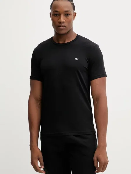 Домашна тениска Emporio Armani Underwear 2 броя с меланжов десен бяло