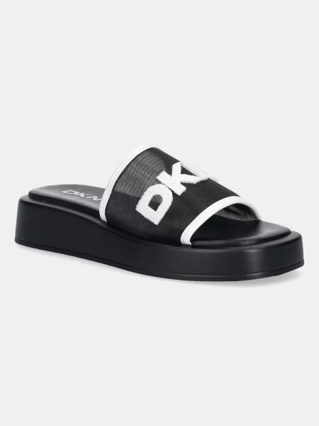 Шлепанцы Dkny на платформе с сеткой черные