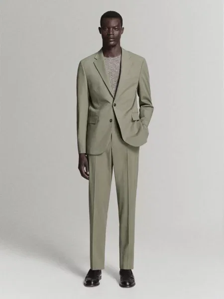 Marynarka garniturowa Milan slim fit Mężczyzna 50 MANGO MAN zielony