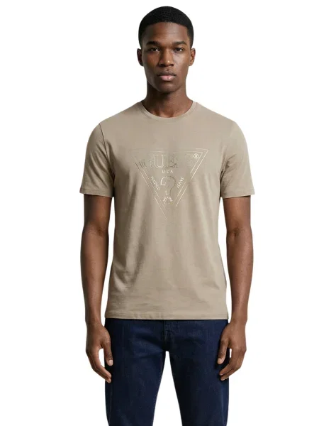 Majica Guess s potiskom kaki