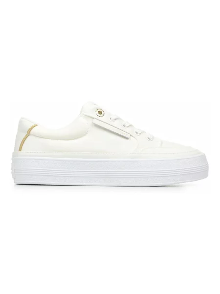 Tommy Hilfiger Sneakersy Essential Vulc Textile Sneaker Écru bílé
