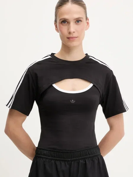 Тениска adidas Originals Cut-Out Tee дамска черно