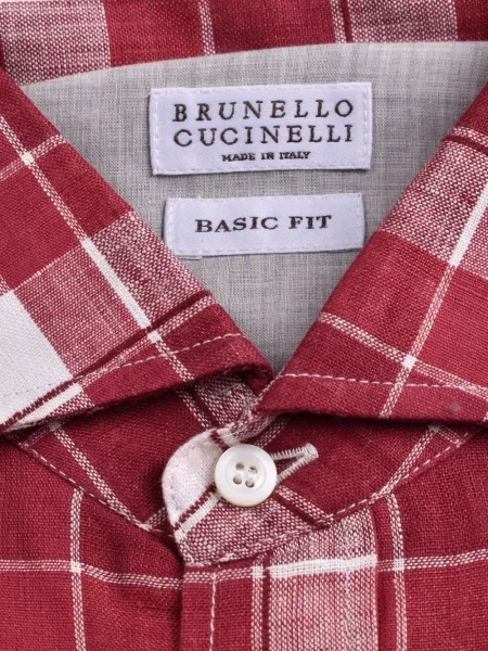 Карирана риза Brunello Cucinelli червено