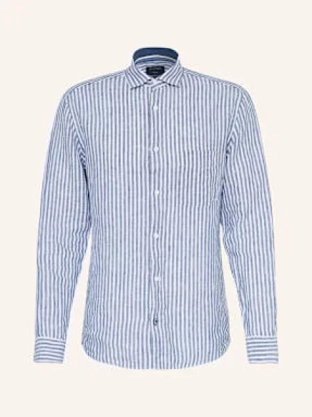 Olymp Lněná Košile Casual Regular Fit bílá/ modrá bílá