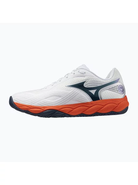 Încălțăminte de tenis pentru bărbați Mizuno Wave Enforce Court 2 AC white/insignia blue/orange alb