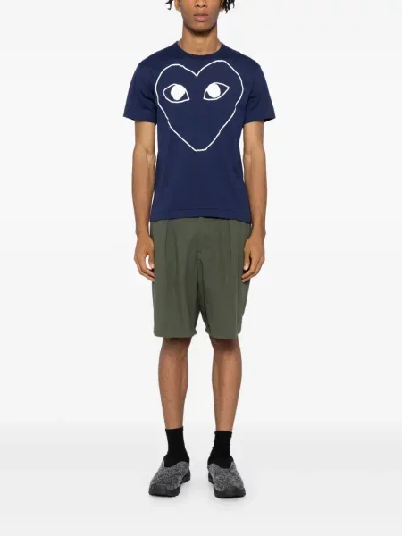 Koszulka Comme Des Garcons Play z nadrukiem w serca niebieska