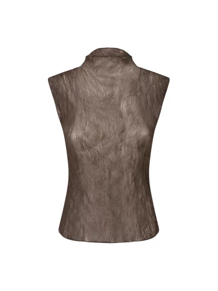 Bluzka Issey Miyake szyfonowa brązowa