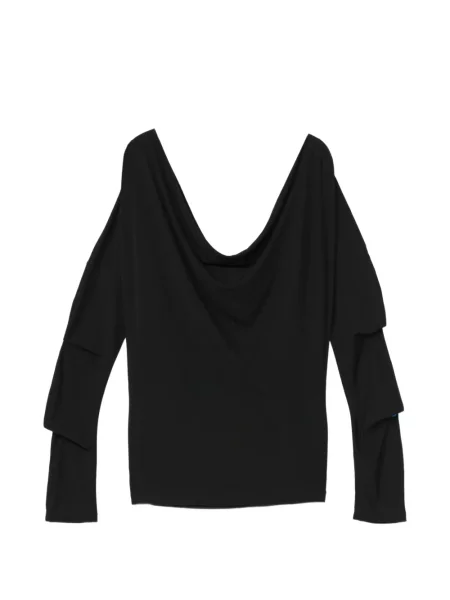 Lung top Helmut Lang cu volane negru