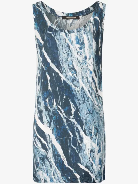 Rochie mini Roberto Cavalli de mătase de costum albastru