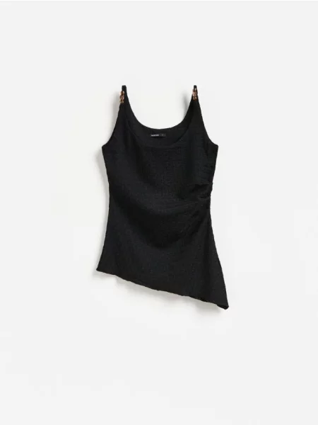 Reserved Bluză cu bretele decorative negru