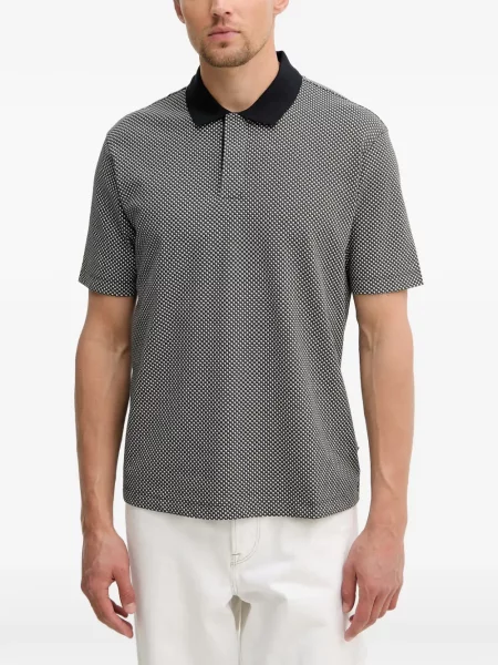 Tricou polo Armani Exchange cu imagine cu imprimeu geometric negru
