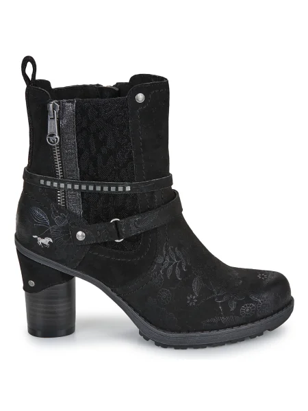 MUSTANG Botine / argintiu negru