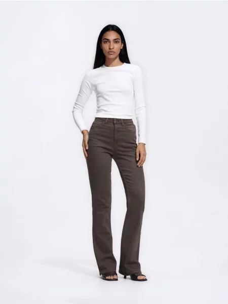 Reserved Blugi flare cu talie înaltă dark grey jeans gri