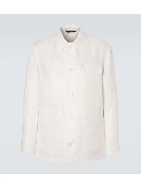 Lanena jakna Brioni bela