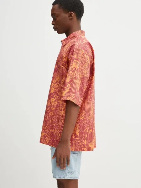 Πουκάμισο Marcelo Burlon Aop Mech Bowling Shirt Orange Burgundy ανδρικό πορτοκαλί