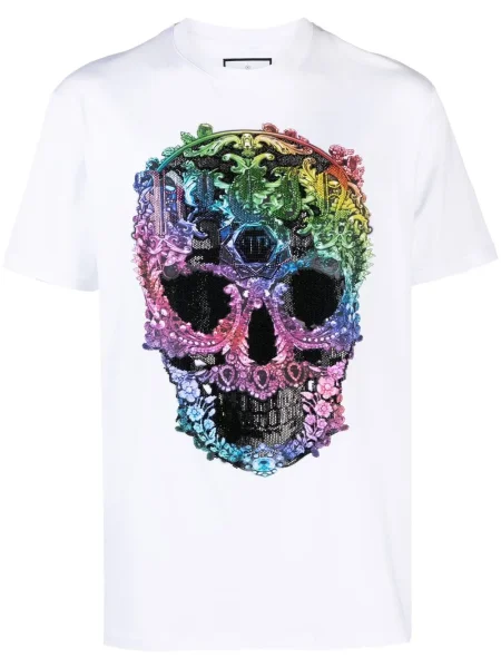 Tricou Philipp Plein cu imagine alb